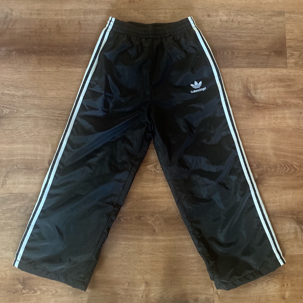 Adidas Black Track Pants with White Stripes
